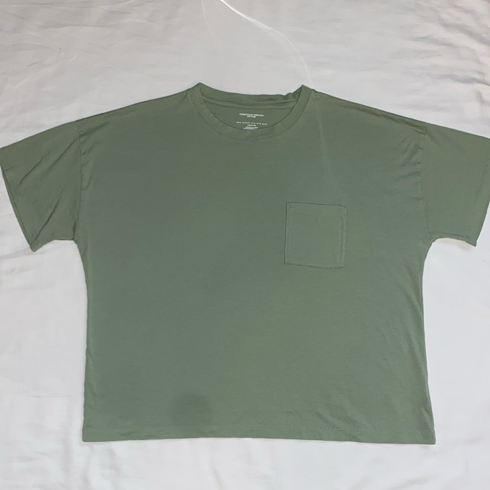Christian Siriano women’s xL light green slight crop relax-fit, t-shirt